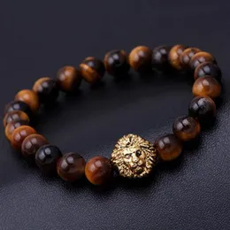 Beaded Charm Buddha Paracord Natural Stone Lion Armband för män Pulseras Hombre Bracciali Uomo Mens Jewelry257D