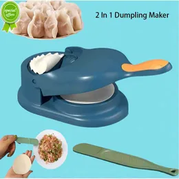Ny 2 i 1 dumpling hudartifakt manuell dumpling maker maskin diy deg pressande verktyg set dumplings mögel kök bakning tillbehör