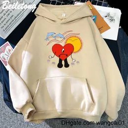 Hoodies للنساء من النوع الثقيل un verano sin ti bad bunny print hoodie kawaii الملابس الجمالية فضفاضة سفن سائحة ulzzang long seve sudadera mujer 0407H23