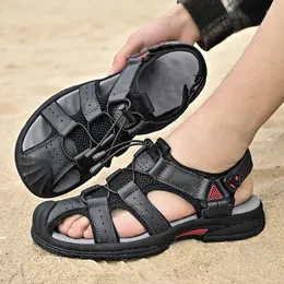 Sandali da uomo in vera pelle classica di qualità, comode scarpe estive, comfort da spiaggia, resistenti, da trekking, 302