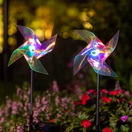 Lampy trawnikowe Outdoor LED Solar Light Solar Windmill Kolorowa lampa trawnika Wodoodporna światło LED Spot Light Light Ścieżka ogrodowa Lights Lights Decor P230406