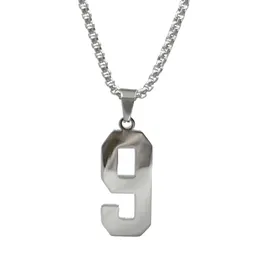 #9 Baseball Softball Numbers Pendant Men's Boys Sport Number Necklace Chain 24 ''