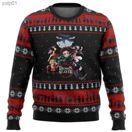 Moletons masculinos Moletons Fire Rengoku Demon Christmas Sweater Presente de Natal Papai Noel pulôver masculino Moletom 3D e top outono e winL231107