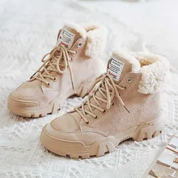 Stivali di alta qualità Inverno Donna Breve peluche Stivali da neve caldi Scarpe casual 2022 Nuovo in camoscio Piattaforma Stivaletti Scarpe da donna Botines AA230406