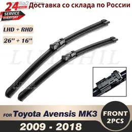 Lâminas de limpador dianteiras do limpador de pára-brisa para Toyota Avensis MK3 T27 T270 2009 - 2018 Janela dianteira do pára-brisas 26 "16" Q231107