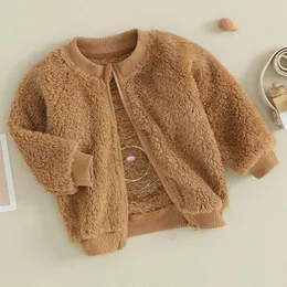 Jackets 0-4Y Baby Bear Embroidery Coats Boys Girls Autumn Winter Clothes Toddler Long Sleeve Zipper Fleece Warm Outerwear