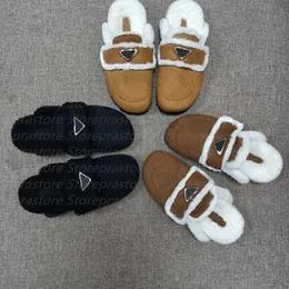 Designer-Loafer aus Wildleder, Pelzbuchstaben, Muller-Slipper mit Schnalle, modische Damen, Princetown Damen, lässige Pelz-Mules, Wohnungen, neu, Herbst und Winter