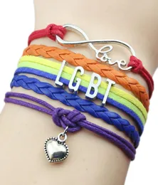 Custominfinity Love owijaj gejowska duma LGBT Rainbow Heart Charm Bracelets Infinity Love Friendship Prezenty ślubne uroki