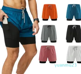 Lu Men Yoga Pants Designer Gym Sports Shorts Grande camada dupla forro interno com bolsos Shorts de secagem rápida Calças casuais de corrida Calças esportivas masculinas de basquete