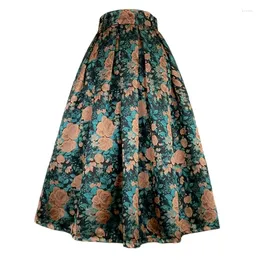 Skirts 2023 Autumn Korean Reviews Many Clothes Luxury Elegant Women's Wild Flowers Embroidery High Waist Long Maxi Skirt With Pockets