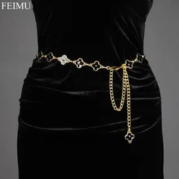 Дизайнерские женские ремни-цепочки, винтажная золотая двусторонняя кожаная веревочная цепочка для женщин, платье с буквенным принтом, роскошный цветочный пояс, медный регулируемый женский поясной ремень