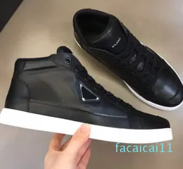 Men's P Family Sneakers äkta läder Casual Shoes Luxury DesignerCorner Black R Stitching Matte Leather Sports Platform