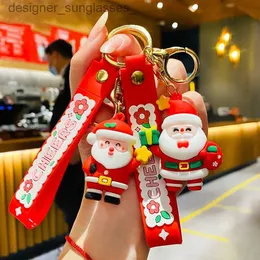 Keychains Lanyards Cute Christmas Day Keychain Fashion Christmas Stocking Snowman Keyring Creative Festival Gift for Car KeyChain Women Bag PendantL231107