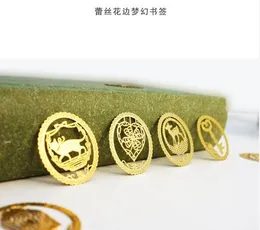 Bookmark Fancy Gold-plated Bookmarks Carven Animal Hollowed-out Lace Fairy Tale Metal Book Clip Circular Page-marker Dreamlike Mark