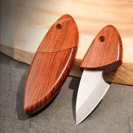 Mini coltello a lama fissa EDC da cucina con manico in legno per frutta con fodero in legno Strumento multifunzionale per campeggio all'aperto Coltello per disimballaggio