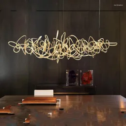 Ljuskronor post-modern ljus lyxig LED-restaurang ljuskrona dekoration salong nordiska lyster lampor enkel järnkonst stång hängande krom