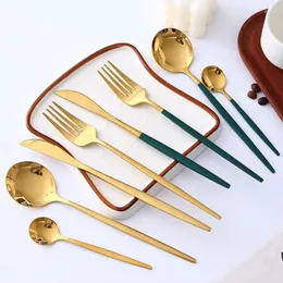 Dinnerware Sets 40Pcs Tableware Set Portable Cutlery High Quality Stainless Steel Knife Fork Spoon Travel Flatware
