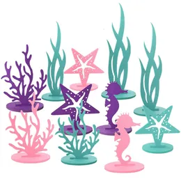 Andra evenemangsfestleveranser 2st Little Mermaid Theme Decorations Diy Felt Coral Table Ornament Under The Sea Girl Birthday Baby Shower 230406