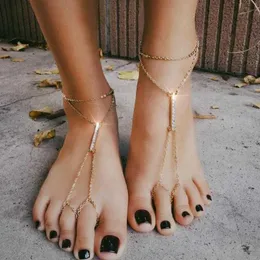 발목 1 PCS Crystal Barefoot Sandals 여성을위한 발목 팔찌 라인트 톤 신부 발목 발 사슬 보석 보석 보석 AA230406