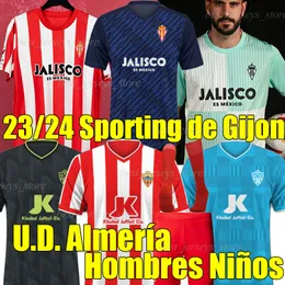 UD Almeria Soccer Jerseys 23/24 Sporting de Gijon Terceiro Sadiq Dyego Sousa Akieme Juan Villar Men Kits Kits Definir camisa de futebol Samu Rivera P.Garcia Kravets J.Berrocal