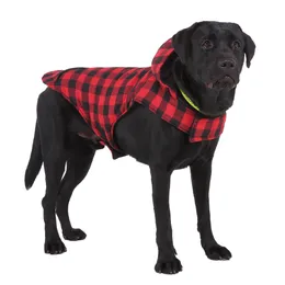 Dog Plaid Hoodie Warm Coat,Hoodie Jacket, Outdoor Warm Dog Winter Coats, Cold Weather Dog Vest Apparel for Small Medium Large Dogs,Black&Red