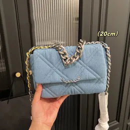 Womens Designer Denim 19 Series Bag Classic Mini/Medium Flap Bicolore Quilted Purse Bracelet Chain Handle Tote Valentine Strap Crossbody Shoulder Handbag 20CM/26CM