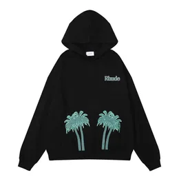 Men's Hoodies Sweatshirts Meichao Rhudehoodies Coconut Beach Beauty Print 380g Heavy Terry Loose Relaxed Sweater Men's Fashion J1za