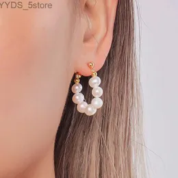 Stud Simples 5-6mm Natural Água Doce Branco Pérola Flat Round Ear Studs 925 Sterling Silver Fine para Mulheres Meninas Brincos Jóias Presentes YQ231107