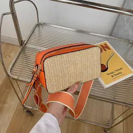 straw bag snapshot designer shoulder bag beach handbag women Luxury Color Matching Crossbody camera bags fashion messenger woven bags purse 230720