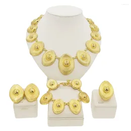Colar brincos conjunto de jóias femininas italiano banhado a ouro pulseira anel aniversário várias ocasiões estilo escritório