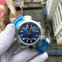 Menes of Watch Factory 42 -мм автоматическое движение синее циферблат дата, мужчина из нержавеющей стали Новый ремешок для сапфира водонепроницаемы