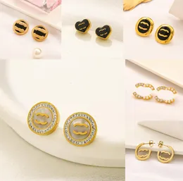 Women Stainless Steel Letter Designer Earrings 18K Gold Plated Extravagant Geometric Crystal Rhinestone Earrings for Lady Party Fashion Accessories