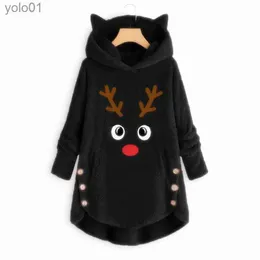 Damenpullover Weihnachtspullover für Frauen Große Größe Kapuzenmäntel Pullover Pull Noel Femme Ugly 2023 Winter Großer schwarzer Parka 5XL 4XL 3XLL231107