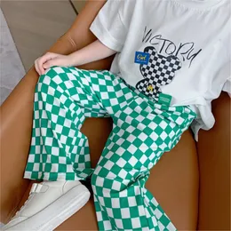 Leggings Tights girls pants spring and summer children s checkerboard fashionable wide leg ice silk straight 230407