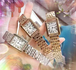 ファッション女性スクエアローマンダイヤル腕時計クォーツムーブメントシルバーゴールドドレスレディタンクシリーズファインステンレススチール時計ブレスレット腕時計オロロージョ・ディ・ルッソギフト
