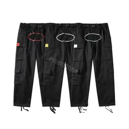 Męskie spodnie ładunki męskie streetwear hip hop cort swobodne spodnie wojskowe Retro Multi-Pockets Prosty luźne kombinezon przycisk Fly Para Prosta nogi