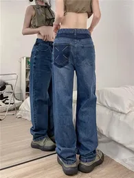 Damen Jeans 90er Jahre Vintage Kleidung Gerade Hosen Für Frauen Frühling Blau Farbverlauf Hohe Taille Denim Hosen Pantalones Holgados Mujer