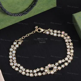Designer diamante colares pulseiras conjunto clássico banhado a ouro latão cobre colar pulseira conjuntos de jóias
