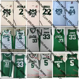 2 Jaren Jackson Jr. 22 miles Bridges Jersey 44 Nick Ward 5 Cassius Winston 33 Magic Johnson Mens 2022 NCAA ED College baskettröjor