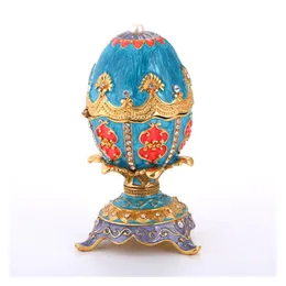 유럽 ​​계란 선물 에나멜 페인트 다이아몬드 상감 금속 예술 및 공예 선물 장식