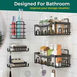 Rack organizador de prateleira de chuveiro, cesta de prateleiras de banheiro autoadesivas, parede de casa de fazenda dentro de organização e decoração de armazenamento, sem perfuração