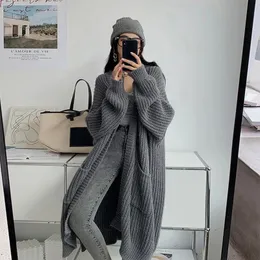 Women s Knits Tees Cardigan for Women Korean Style Mid Length Sweater Coat Loose Knitted Thickened Warm Autumn and Winter 231107