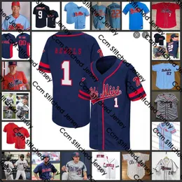 2022 NCAA Custom Stitched Ole Miss Rebels Maglia da baseball 1 Jacob Adams maglie 6 Thomas Dillard 2 Ryan Olenek 15 Grae Kessinger 28 Austin Miller Cole Zabowski maglie