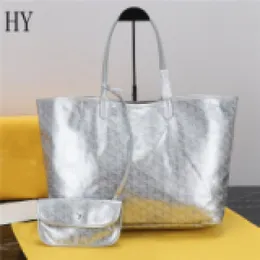 Дизайнерская роскошная женская сумка из холста с покрытием из драгоценных металлов PM Silver с сумочкой-тоут