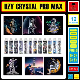 Original UZY Crystal Pro Max 10000 Puff Einweg-E-Zigaretten 1,2 Ohm Mesh-Spule 16 ml Pod-Batterie wiederaufladbare elektronische Zigaretten RBG Light Vape Pen 12 Geschmacksrichtungen auf Lager