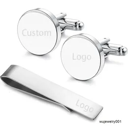 Laser blank men's metal round square silver customized cufflinks for men in boxes