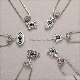 Anhänger Halsketten 2022 Charme Türkischer Schmuck Evil Blue Eye Schmetterling Schildkröte Eule Palm Halskette Für Frauen Männer Anhänger Schlüsselbein Kette CHO DH1KT