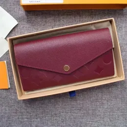 Carteras de diseñador Monedero empreinte de lujo Sarah Bolsas de embrague Alta calidad Carta de flores Monederos Mujeres Titular de la tarjeta a cuadros Cajas originales