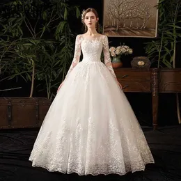 Party Dresses 2023 Full Seve Lace Wedding Dresses New Luxury Muslim Ball Gown Wedding Dress Custom Made Vestido De Noiva 0408H23