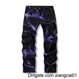 Herren Jeans Vibe Sty Lightning Print Tie Dye Herren Gerade Y2K Jeans Hose Neue Hip Hop Vintage Japanische Damen Denim Hose Ropa Hombre 0408H23